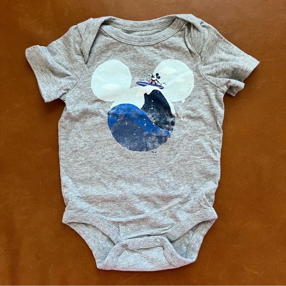 DISNEY x GAP Baby Mickey Mouse Surf Onesie, 3-6mo